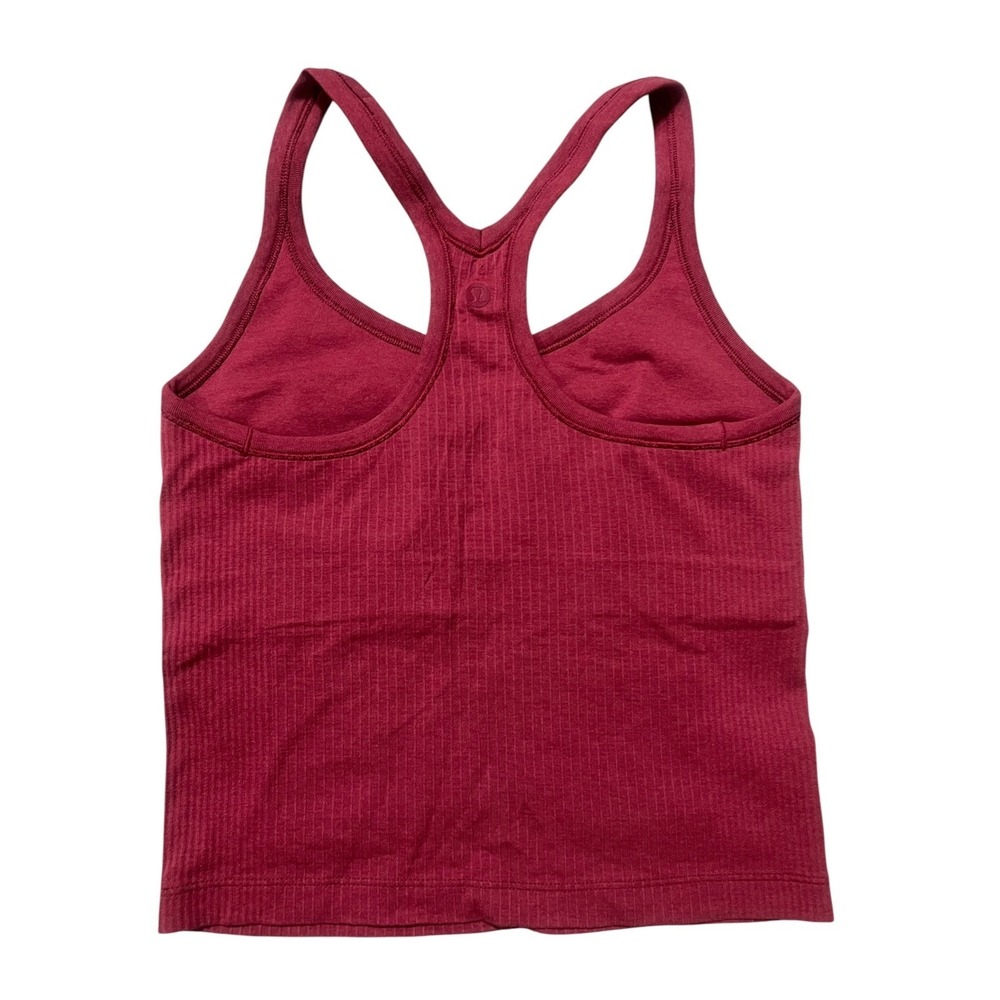 Lululemon Women's Ebb to Street Tank Berry Red Ribbed Racerback Size 6 - Picture 3 of 6